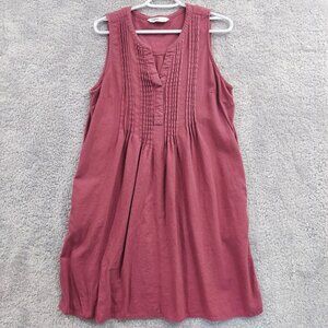 Sonoma Dress Women's Large Pink Magenta Shift Knee Length V-Neck Linen Blend